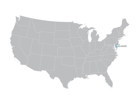 vector map of United States with indication of Delaware