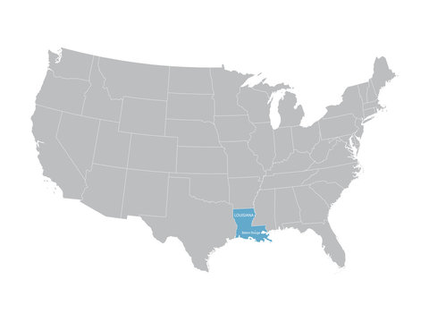 vector map of United States with indication of Louisiana