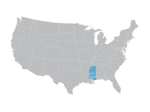 vector map of United States with indication of Mississippi