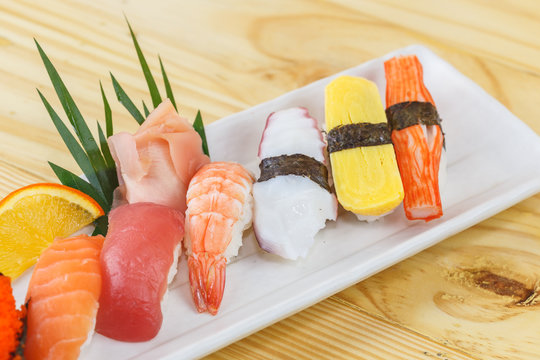 Traditional japanese food, Mix sushi set