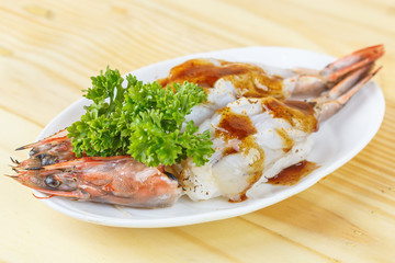 Traditional japanese food, Grilled king tiger prawn