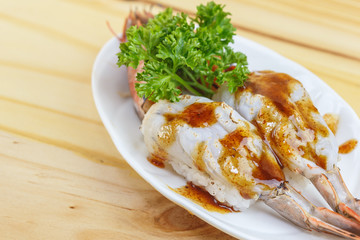 Traditional japanese food, Grilled king tiger prawn