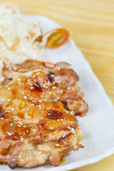 Traditional japanese food, grilled chicken or Tori teriyaki