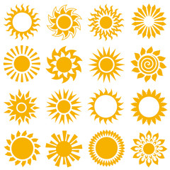 Collection of sun icons. Vector illustration