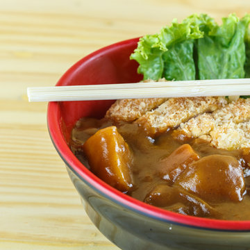 Traditional Japanese Food, Pork Cutlet With Curry (Katsu Curry R