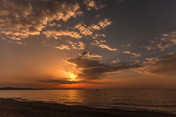 Ionian sea sunset on the Corfu island