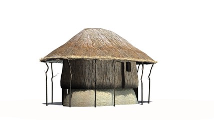 thatched hut  - isolated on white background