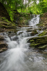 Naklejka na ściany i meble Waterfall in Iwla, Beskid Niski mountain range in Polish Carpathian Mountains