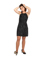 Beautiful woman doing different expressions in different sets of clothes: posing