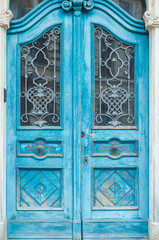Vintage blue wooden door