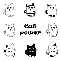Vector set of funny cartoon cats