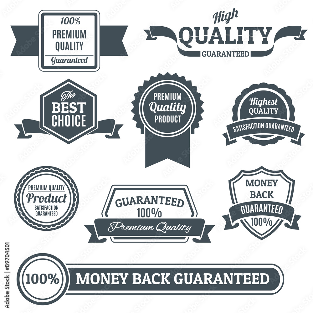 Sticker quality labels black set