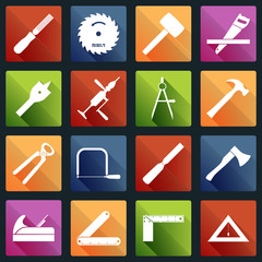 Carpentry tools icons white