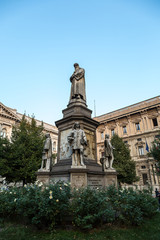 Leonado Da Vinci statue in Milan, Italy