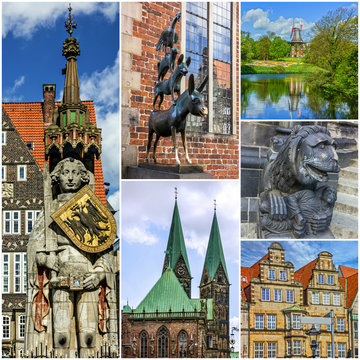 Bremen landmarks collage, Germany.
