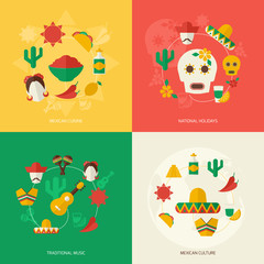 Mexico flat icons set