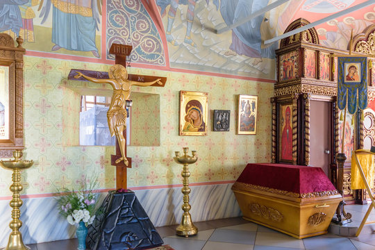 Interior of the church and crucifix for worship