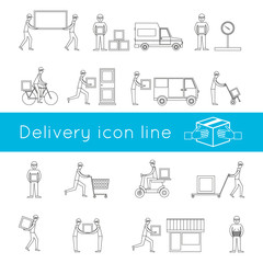 Delivery icons outline set