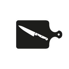 The cutting board and knife icon. Chef and restaurant, kitchen symbol. Flat