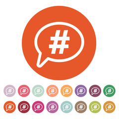 The hashtag icon. Social network and web communicate symbol. Flat