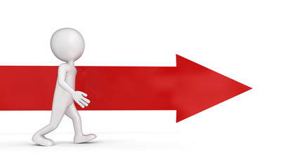 Man and arrow sign (clipping path included)