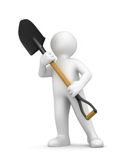 Man and Shovel (clipping path included)