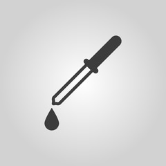The pipette icon. Dropper and eyedropper, analysis, chemistry symbol. Flat