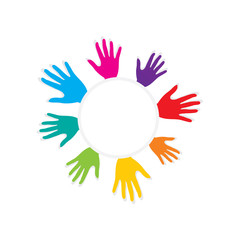 colorful helping hand community concept design vector