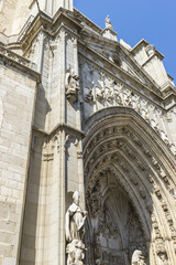 majestic facade of the cathedral of Toledo in Spain, beautiful c