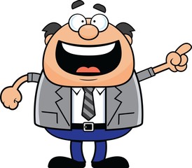 Cartoon Man Happy Pointing