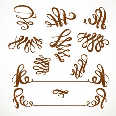 Calligraphic vintage elements set 1 isolated on a white backgrou