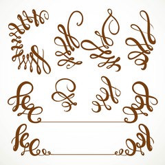Obraz premium Calligraphic vintage elements set isolated on a white background