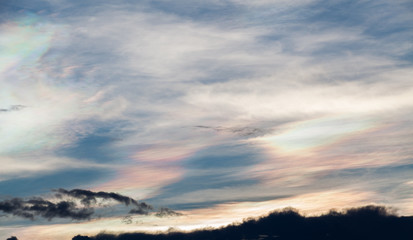 colorful dramatic sky with cloud at sunset