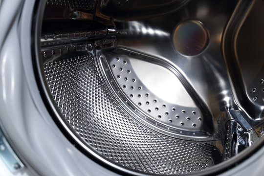closeup image of washing machine, abstract metallic texture