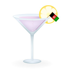 Cocktail Glass With A Flag Of Afghanistan