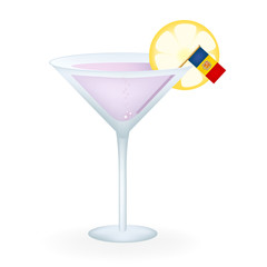 Cocktail Glass With A Flag Of Andorra