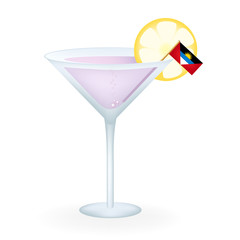 Cocktail Glass With A Flag Of Antigua And Barbuda
