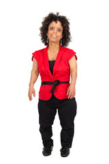 Fototapeta premium Beautiful woman doing different expressions in different sets of clothes: smile