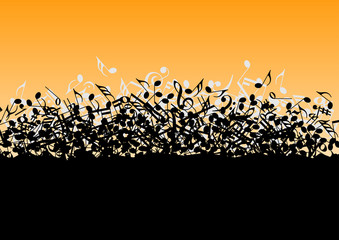 Pile consisting of musical notes