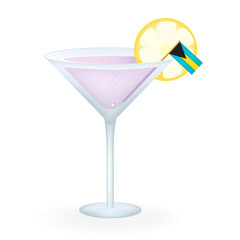 Cocktail Glass With A Flag Of The Bahamas