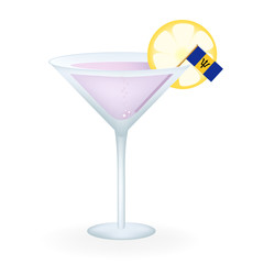 Cocktail Glass With A Flag Of Barbados