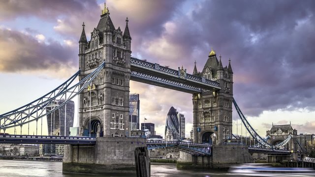 Time lapse view of the iconic Tower Bridge, one of the main landmarks in London