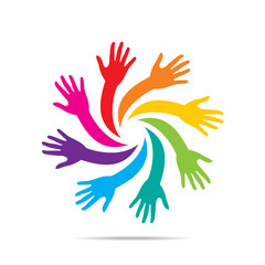 teamwork concept, helping hands, or work for cause concept design vector