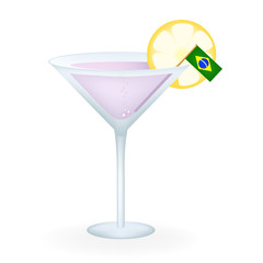 Cocktail Glass With A Flag Of Brazil
