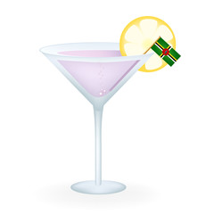 Cocktail Glass With A Flag Of Dominica