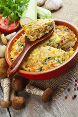 Vegetable casserole with mushrooms