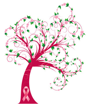 Curly breast cancer awareness tree
