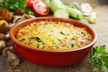 Vegetable casserole with mushrooms