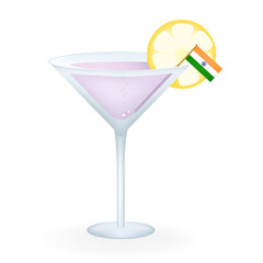 Cocktail Glass With A Flag Of India