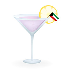 Cocktail Glass With A Flag Of Kuwait